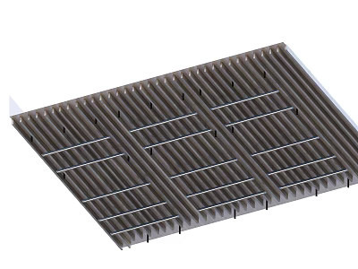 Modern Gray Slatted Ceiling With Stylish Grille Design For Interior Spaces 3d model