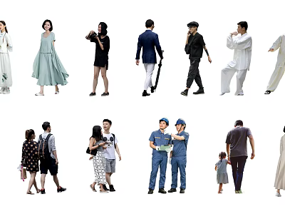Diverse Group of People in Various Outfits Walking Interacting and Daily Activities 3d model