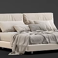 Modern Double Bed With Multiple Decorative Pillows Soft Blanket And Side Table