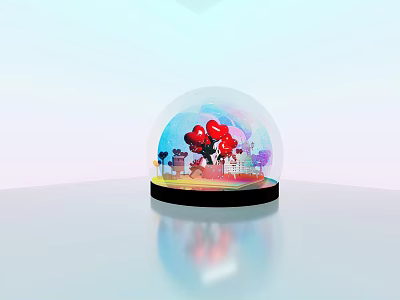Music Box Music Box Crystal Ball Dream Crystal Ball Beauty Scene Love Scene Heart Balloon Snow Scene Chair European Style Street Light Balloon 3d model
