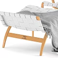 New Pernilla Lounge Chair with Woven Design Wooden Frame and Gray Cushion Blanket
