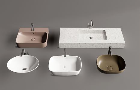 Modern wash basin simple fashion basin combination 3d model