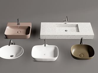 Modern wash basin simple fashion basin combination 3d model