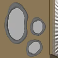 Irregular Shaped Metal Frame Mirrors Decorating Wall With Window Blinds 3d model