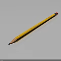 Yellow Wooden Pencil With Red Eraser Tip And Worn Texture On Gray Background