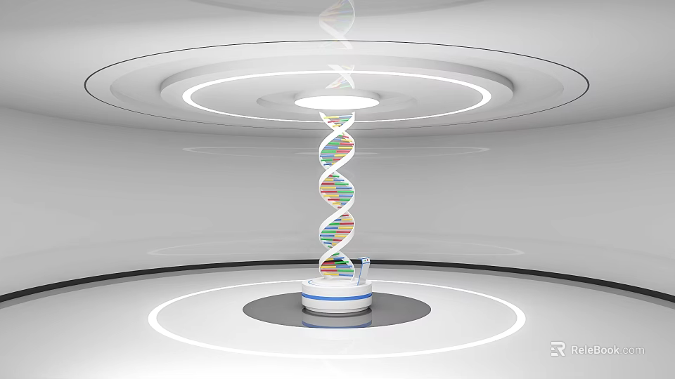 School Biotechnology Lab Displaying DNA Model In Futuristic Space 3d model 