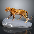 Spotted Leopard Model Standing on a Rock with Mystic Wild & Rain Inscription