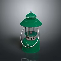 Green Metal Lantern With White Handle And Classic Design For Decorative Use