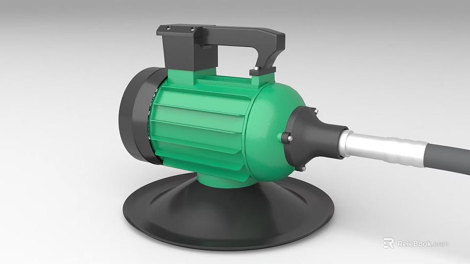 Green Industrial Grinder Machine With Black Base Handle And Long Rod 3d model 