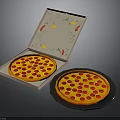 Delicious Pepperoni Pizza In Open Cardboard Box And On Ceramic Plate With Decorative Patterns