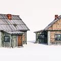 Traditional Rural Self-built House Featuring Wooden Exterior Tin Roof And Red Chimney