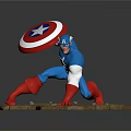 Captain America Figurine In Blue Red White Uniform With Star Shield And Rocky Base