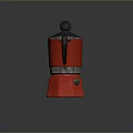 Red Moka Pot with Black Handle Silver Rim Round Lid as Household Kitchen Essential Item