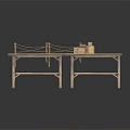 Rustic Wooden Long Table With Stacked Wooden Crates And Rope Decorations