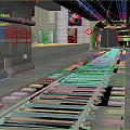 Subway Tunnel Interior With Railway Track Platform Concrete Walls Billboard And No Entry Sign