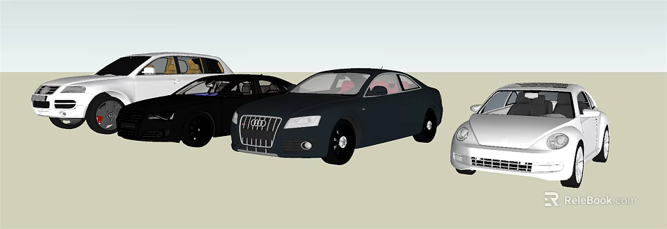 Various Cars Including Black Audi Sedan And Silver Vehicle Models 3d model 