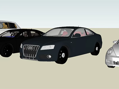Various Cars Including Black Audi Sedan And Silver Vehicle Models 3d model