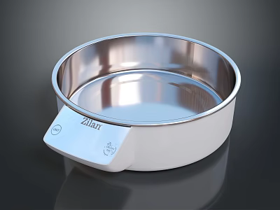 Stainless Steel Round Kitchen Bowl with White Handle and Faber Logo 3d model