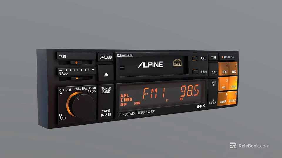 Alpine Car Audio Head Unit with FM Radio Display Buttons and Control Knob 3d model 