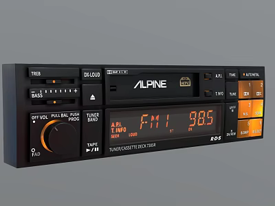 Alpine Car Audio Head Unit with FM Radio Display Buttons and Control Knob 3d model