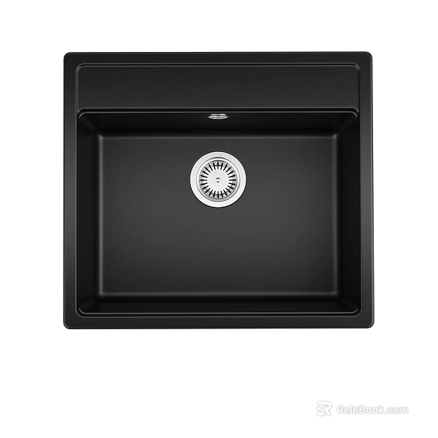 Black Single Bowl Kitchen Sink With Modern Design And Durable Construction 3d model 