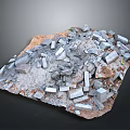Pile of Rubble and Construction Waste Materials on Ground Surface 3d model