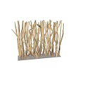 Stone Wood Art Sculpture With Natural Curved Branches And White Base