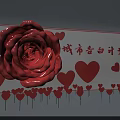 Romantic Stage Setup Featuring Large Red Rose Heart Decorations and City Confession Plan