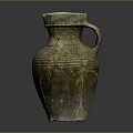 Ancient Hand Carved Pottery Sculpture With Cracked Surface And Traditional Patterns