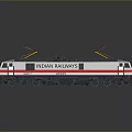 Indian Railways 30110 Model Train With White Red Black Design And Yellow Pantographs