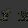 Natural Wood and Stone Decorative Sculptures with Twisted Branch Details and Textures