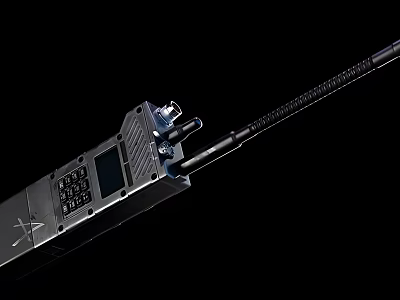 Handheld Industrial Communication Equipment With Long Antenna Keypad And Display Screen 3d model