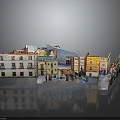 Vibrant Handmade Building Models Displaying Diverse Architectural Styles in Miniature Scene
