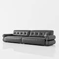 Black Leather Sectional Sofa With Tufted Design For Modern Living Room Furniture