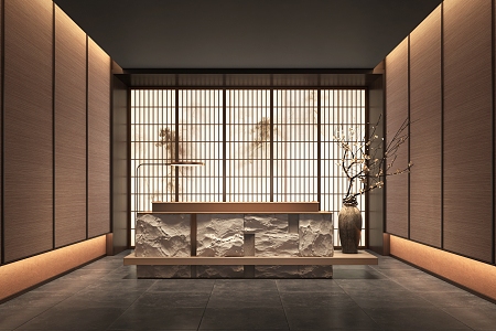 New Chinese-style Reception Front Office Reception Front Office Hotel Front Office Front Office Sales Office Front Office Japanese-style Reception Front Office 3d model