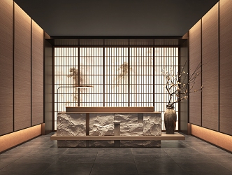 New Chinese-style Reception Front Office Reception Front Office Hotel Front Office Front Office Sales Office Front Office Japanese-style Reception Front Office 3d model