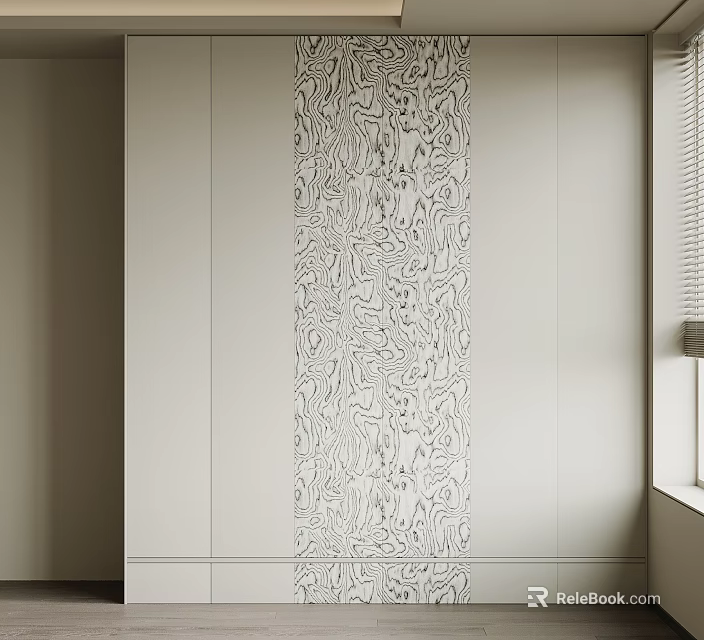 Modern Wardrobe Interior Design With Decorative Patterned Panel And Minimalist Style 3d model