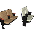 Beige And Blue Public Chairs With Armrests Black Metal Frames For Public Areas