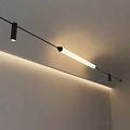 Simple Modern Interior Ceiling With Black Track Light Long White Tube And Small Spotlights