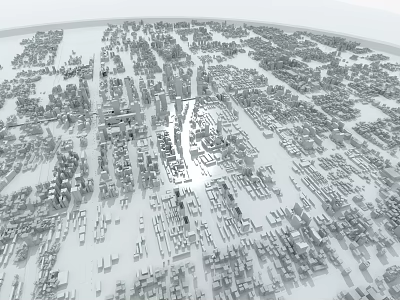 Detailed 3D Urban City Model With Gray White Building Layout And Structures 3d model