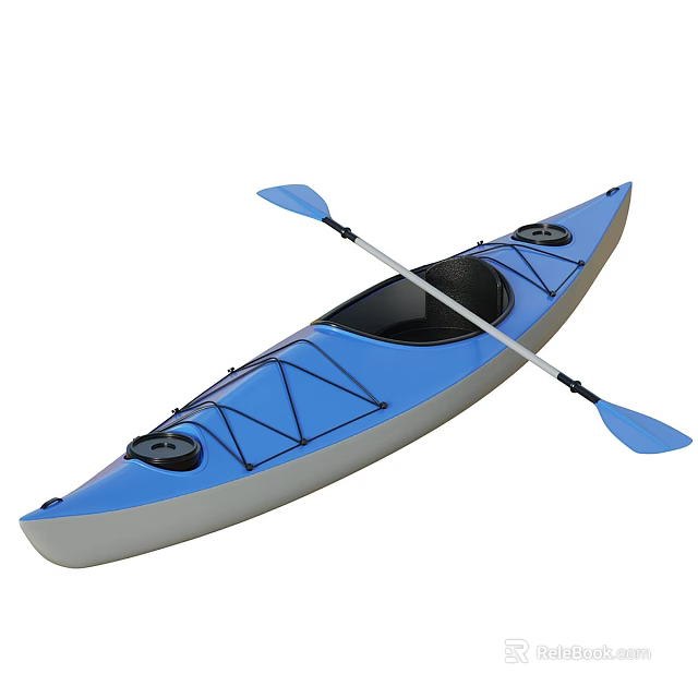 Blue Recreational Kayak Design With Paddle Seats Lightweight And Stable Water Sports Structure 3d model 