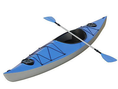 Blue Recreational Kayak Design With Paddle Seats Lightweight And Stable Water Sports Structure 3d model