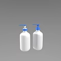 Bathroom Accessories Two White Liquid Soap Bottles With Blue Dispenser Pumps
