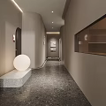 Elegant Hotel Corridor Design With Soft Lighting Curved Walls And Marble Flooring