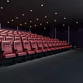 Modern Cinema Interior With Neatly Arranged Red Seats And Ceiling Lighting