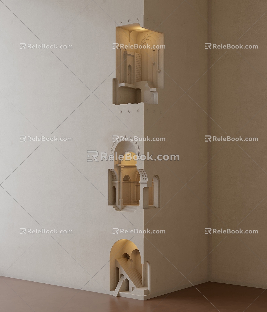 Silent cream wind wall lamp 3d model