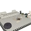 Mid-ancient style sofa coffee table combination 3d model