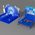Blue Indoor Mini Game Equipment With Bowling Alley Basketball Shooting And Digital Screen For Kids