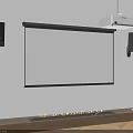 Home Theater Projection Monitoring Setup With Screen Projector Speakers And Titanic Poster