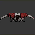 Game Character In Red And White Futuristic Outfit With Black Accents And Silver Details